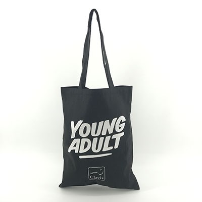 Promotional black cotton tote shopping bag